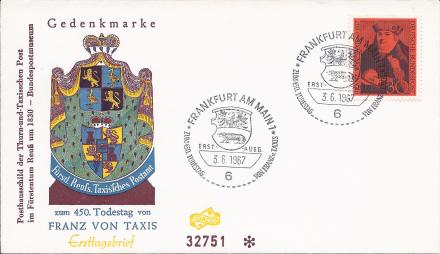 Franz von Taxis Gedenkmarke Brief