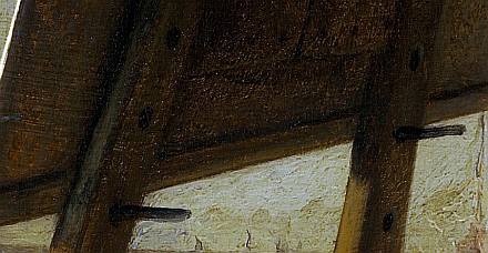 Rembrandt: Künstler in seinem Atelier; Staffelei-Pfloecke