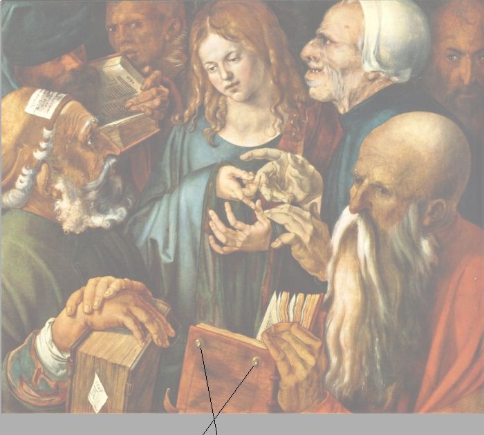 Jesus, Dürer, 1506; Buchdeckel-Diagonalen-Kreuz
